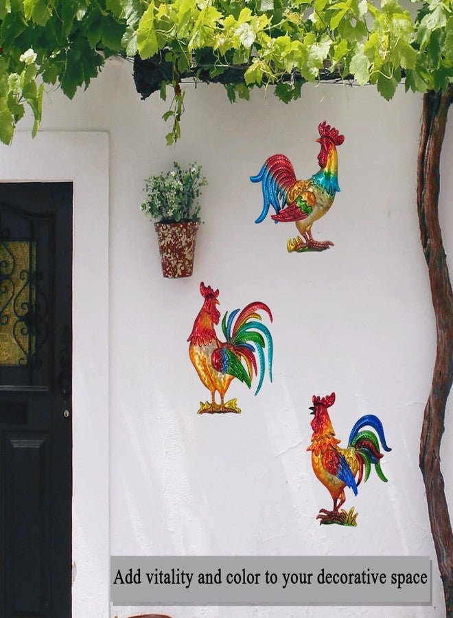 Tuokiuhn Rooster Metal Wall Art Decor Rooster Kitchen Decor Chicken Decor Living Room Bedroom Farmhouse Cabin Country Hanging Decorations Outdoor Garden Fence Art. - Image 2